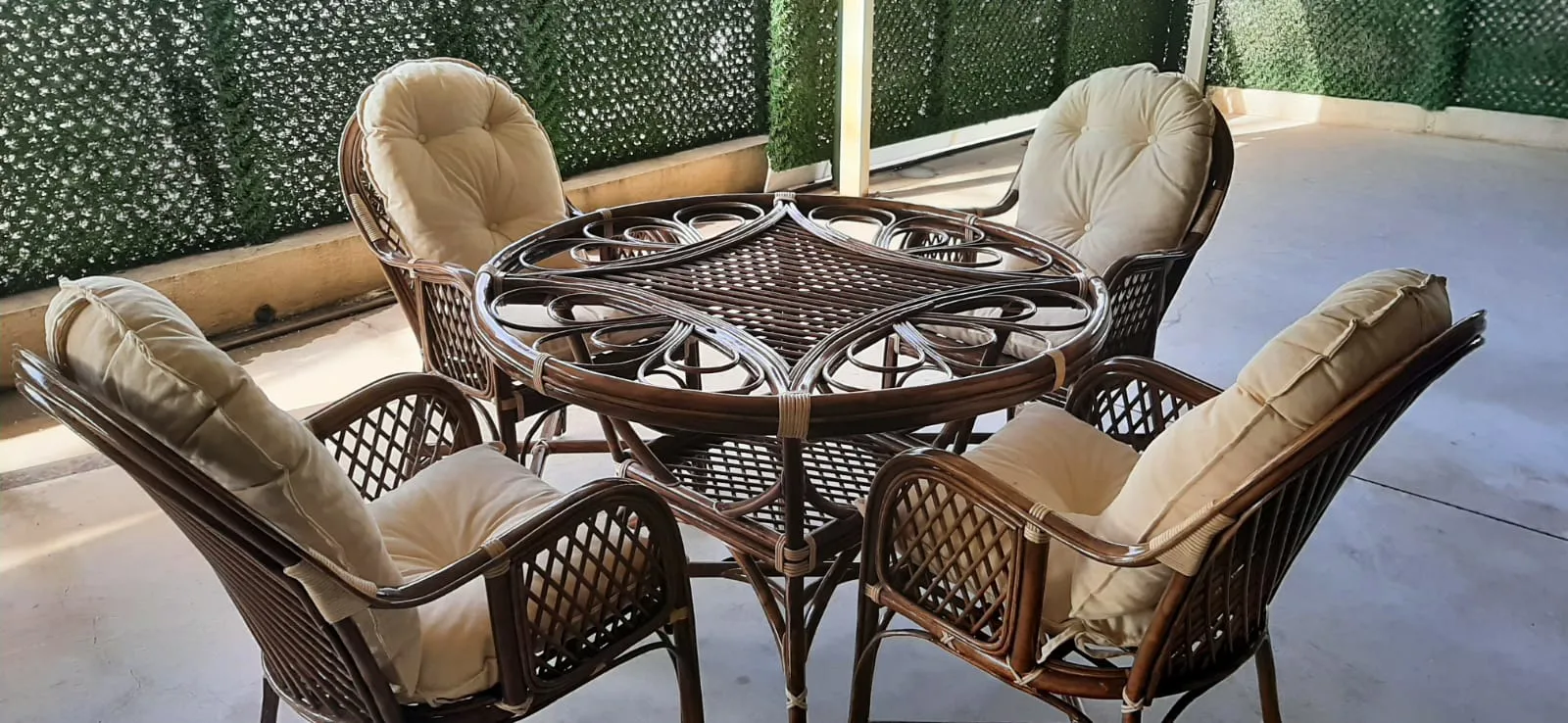 Ankara Bambu Balkon Bahçe Mobilya Ajurlu Ramona 4 Kişilik Takım 