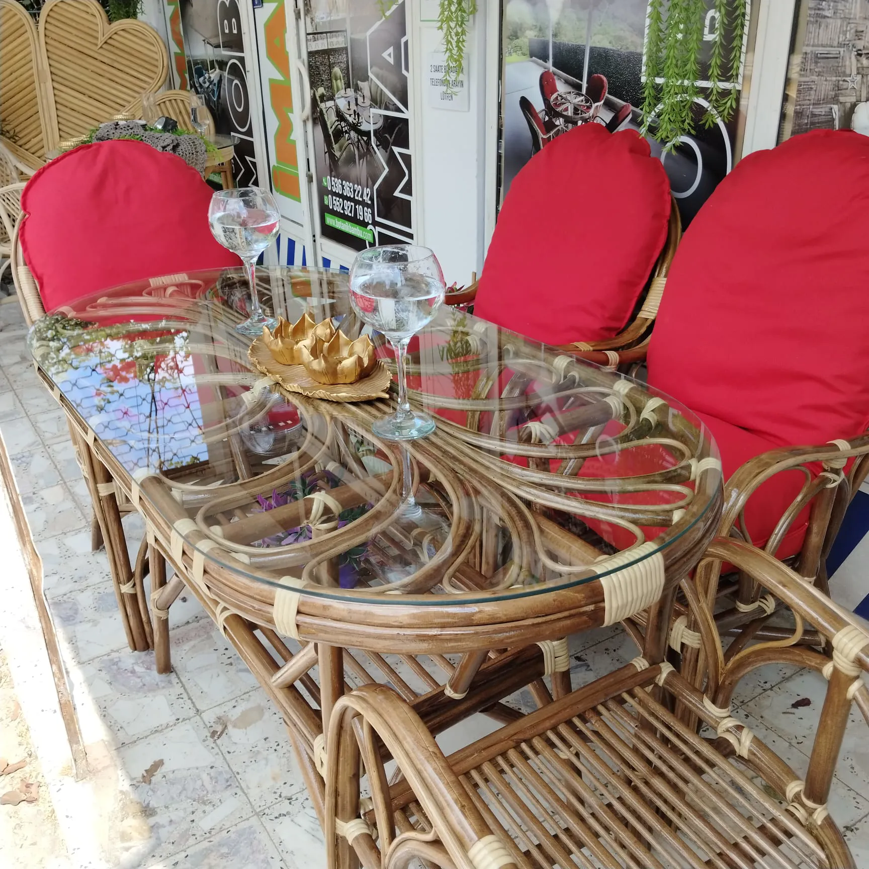 Bursa Bambu Bahçe Balkon Mobilyaları 4 Kişilik 