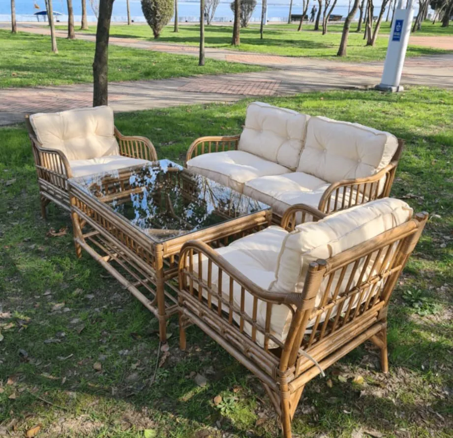 Modern Bambu Oturma Gurubu 4 Kişilik 