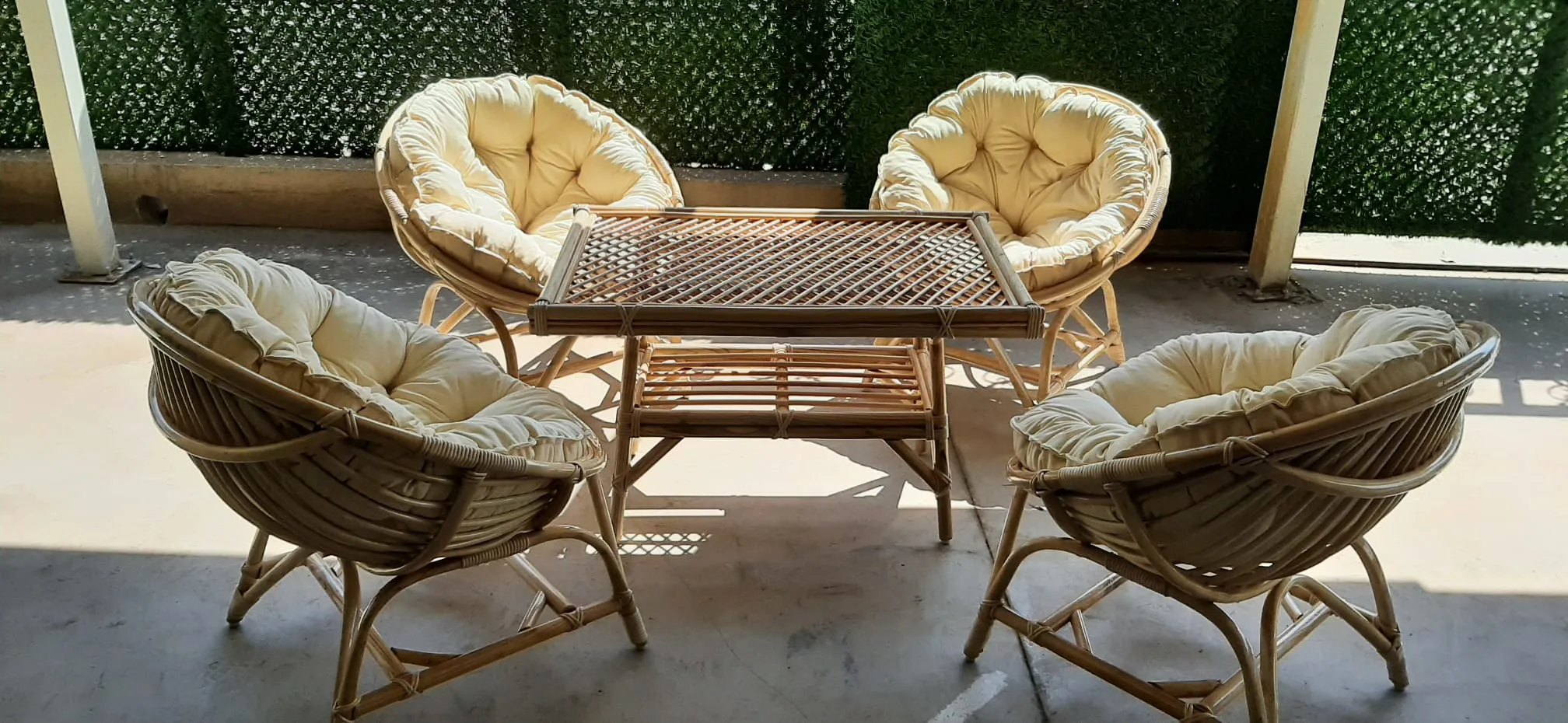 Çanak Bambu Oturma Grubu 4 kişilik 