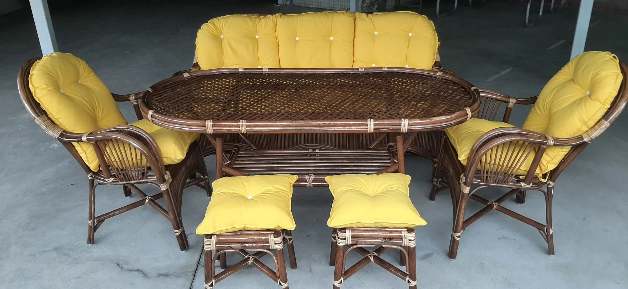 Çanakkale Bambu Balkon Bahçe Sur  Takımı 6 Kişilik