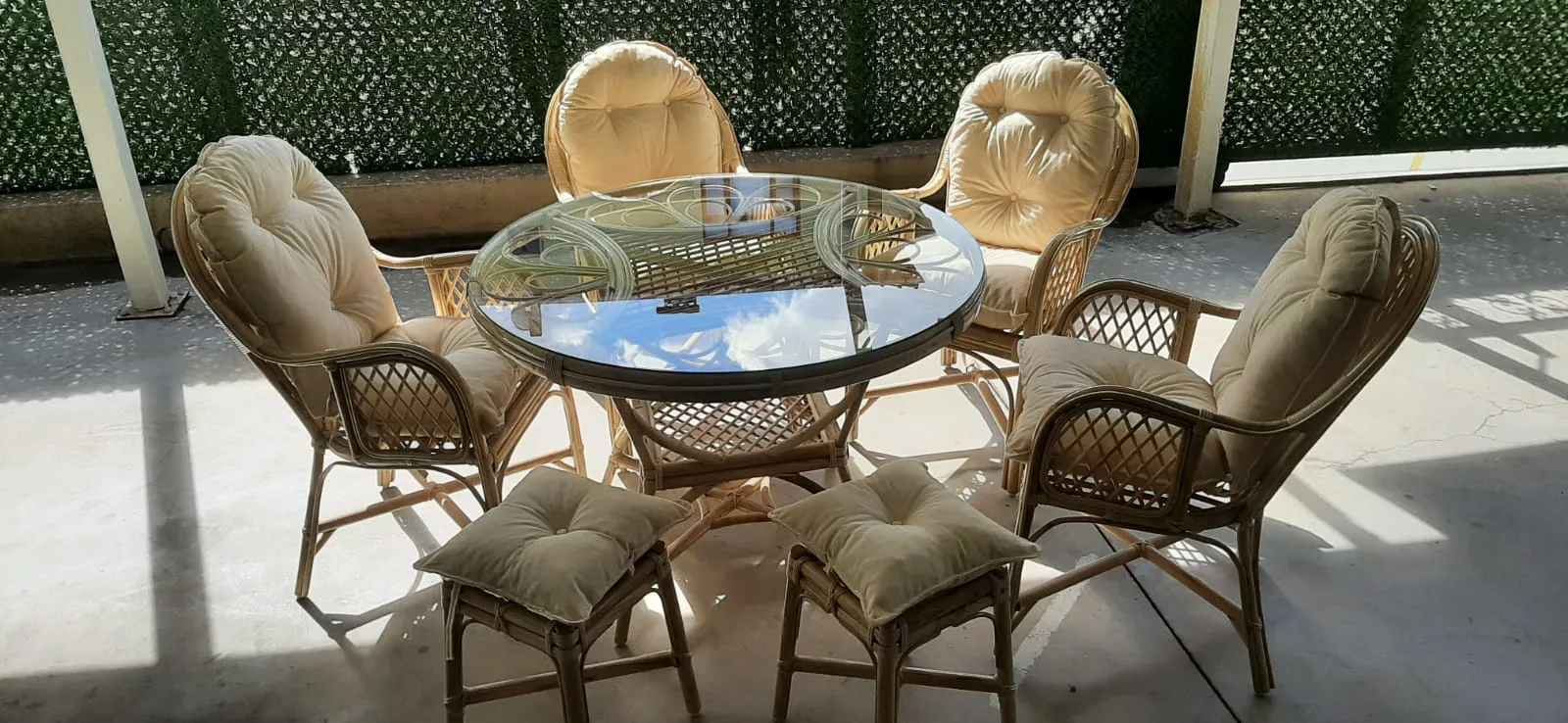 İzmir Bambu Balkon Bahçe Ajurlu Ramona Takımı 4 Kişilik 