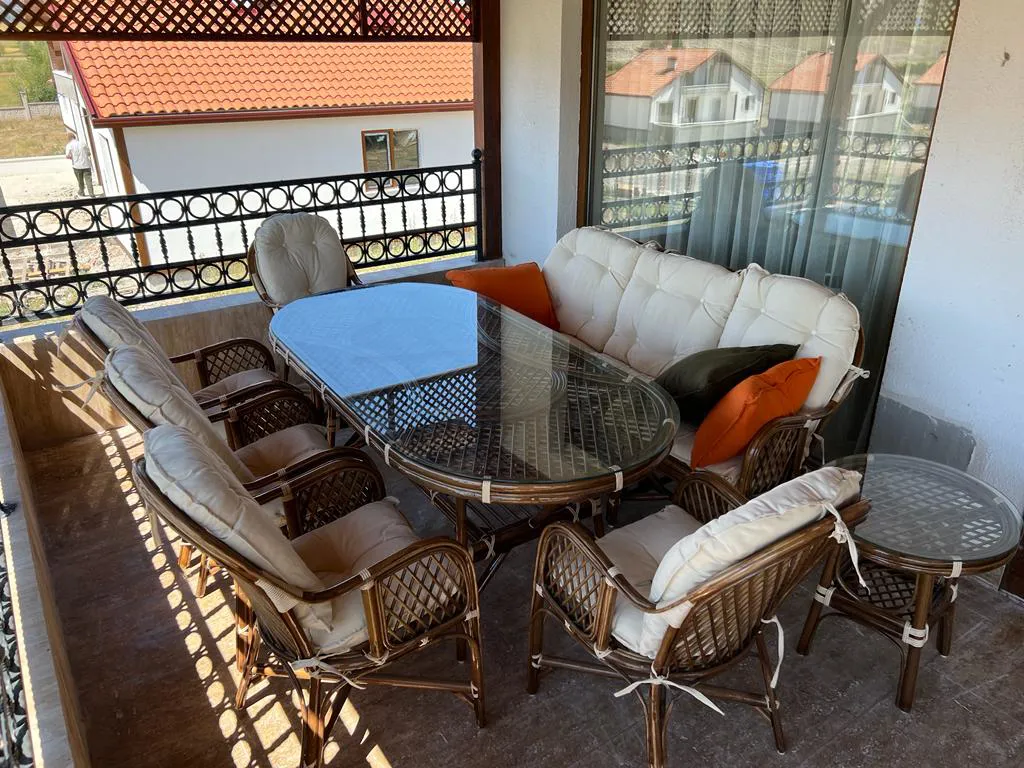 İzmir Bambu Balkon Bahçe Ajurlu Ramona Takımı  Ceviz 8 Kişilik