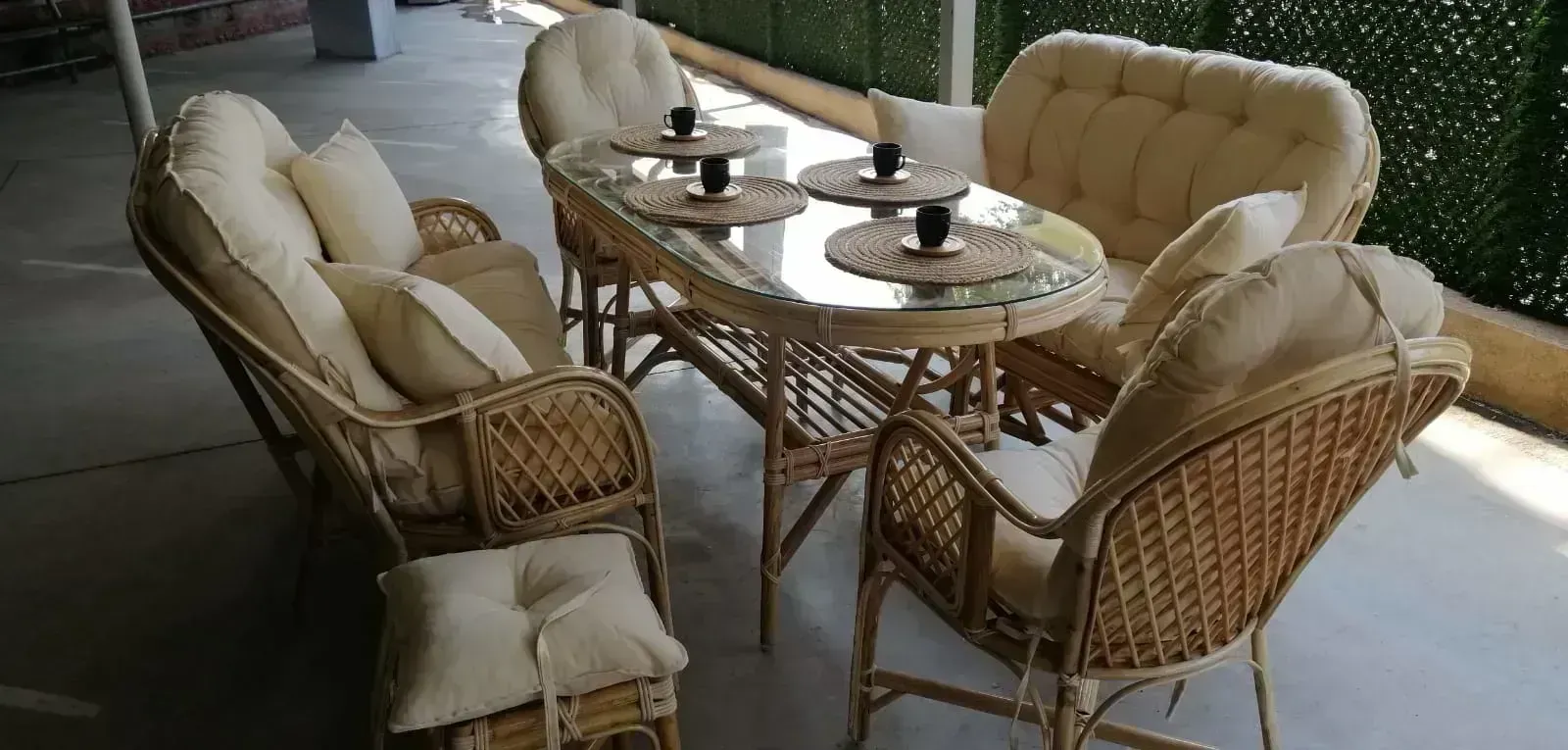 İzmir Bambu Balkon Bahçe  Ajurlu Ramona Takımı 6 Kişilik 
